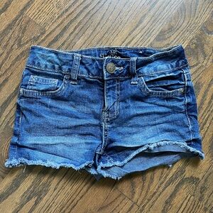 Blue Distressed Denim Shorts